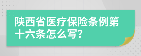 陕西省医疗保险条例第十六条怎么写？