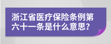 浙江省医疗保险条例第六十一条是什么意思？