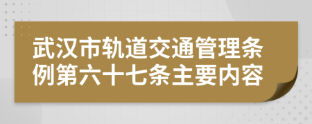 武汉市轨道交通管理条例第六十七条主要内容