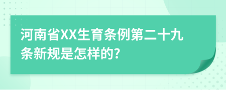 河南省XX生育条例第二十九条新规是怎样的?