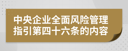 中央企业全面风险管理指引第四十六条的内容