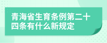 青海省生育条例第二十四条有什么新规定