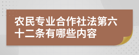 农民专业合作社法第六十二条有哪些内容