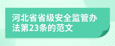 河北省省级安全监管办法第23条的范文
