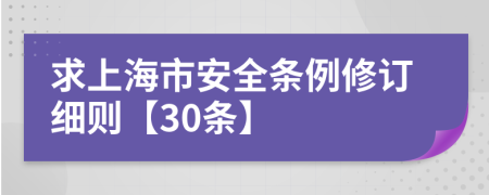 求上海市安全条例修订细则【30条】