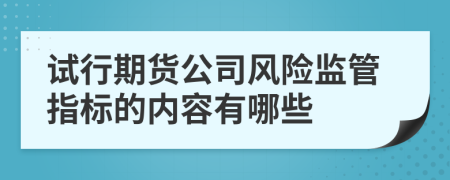 试行期货公司风险监管指标的内容有哪些