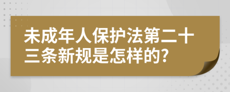 未成年人保护法第二十三条新规是怎样的?