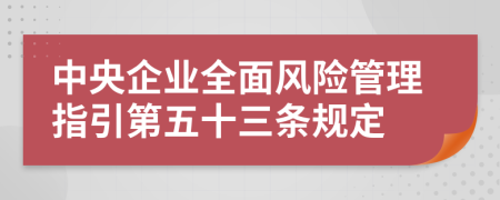 中央企业全面风险管理指引第五十三条规定