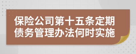 保险公司第十五条定期债务管理办法何时实施