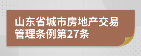 山东省城市房地产交易管理条例第27条