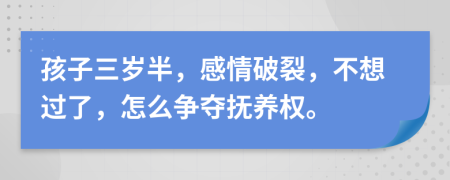 孩子三岁半，感情破裂，不想过了，怎么争夺抚养权。
