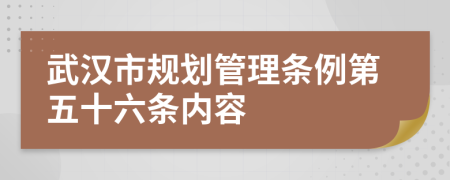 武汉市规划管理条例第五十六条内容