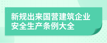 新规出来国营建筑企业安全生产条例大全