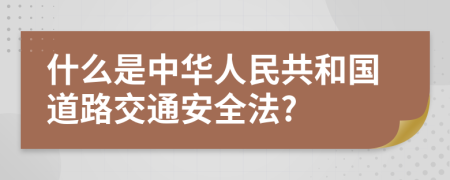 什么是中华人民共和国道路交通安全法?