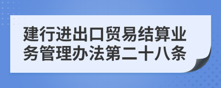 建行进出口贸易结算业务管理办法第二十八条