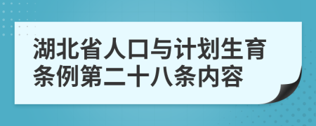 湖北省人口与计划生育条例第二十八条内容