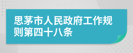 思茅市人民政府工作规则第四十八条
