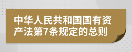 中华人民共和国国有资产法第7条规定的总则