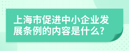 上海市促进中小企业发展条例的内容是什么?