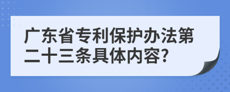 广东省专利保护办法第二十三条具体内容?