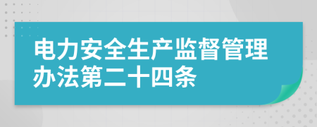 电力安全生产监督管理办法第二十四条