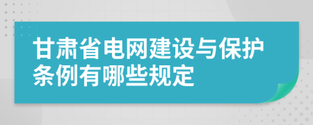 甘肃省电网建设与保护条例有哪些规定