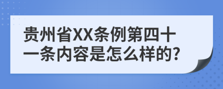 贵州省XX条例第四十一条内容是怎么样的?