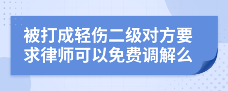 被打成轻伤二级对方要求律师可以免费调解么