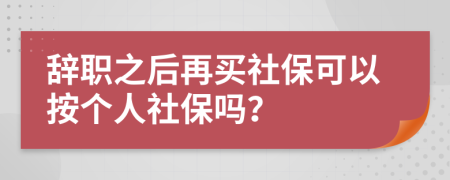 辞职之后再买社保可以按个人社保吗？