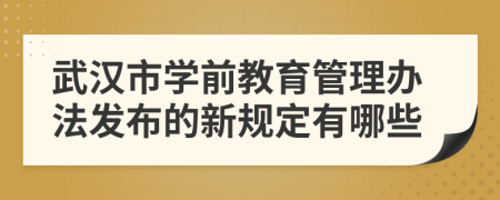 武汉市学前教育管理办法发布的新规定有哪些