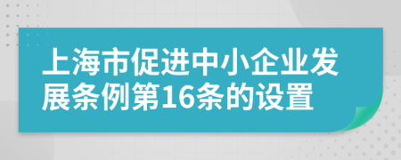 上海市促进中小企业发展条例第16条的设置