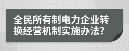 全民所有制电力企业转换经营机制实施办法?