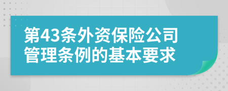 第43条外资保险公司管理条例的基本要求