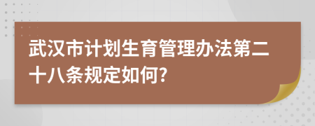 武汉市计划生育管理办法第二十八条规定如何?