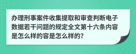 办理刑事案件收集提取和审查判断电子数据若干问题的规定全文第十六条内容是怎么样的容是怎么样的？