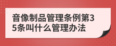 音像制品管理条例第35条叫什么管理办法