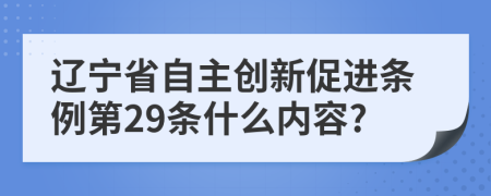 辽宁省自主创新促进条例第29条什么内容?