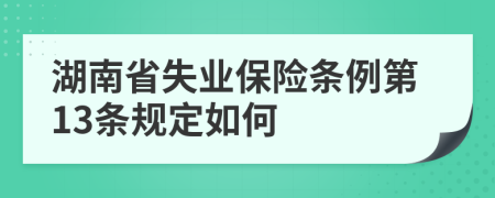 湖南省失业保险条例第13条规定如何