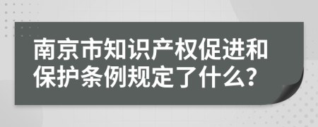 南京市知识产权促进和保护条例规定了什么？