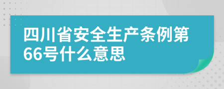 四川省安全生产条例第66号什么意思