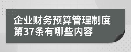 企业财务预算管理制度第37条有哪些内容