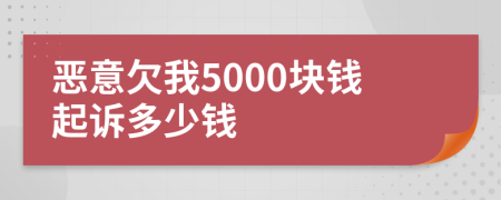 恶意欠我5000块钱起诉多少钱