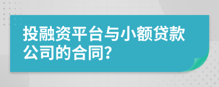 投融资平台与小额贷款公司的合同？