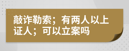 敲诈勒索；有两人以上证人；可以立案吗