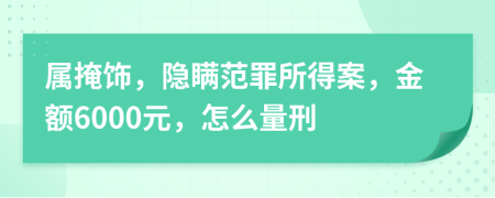 属掩饰，隐瞒范罪所得案，金额6000元，怎么量刑
