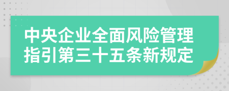 中央企业全面风险管理指引第三十五条新规定