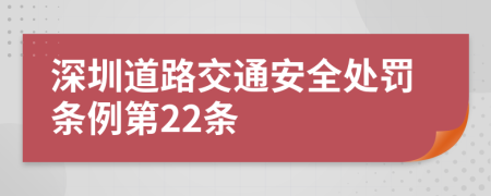 深圳道路交通安全处罚条例第22条