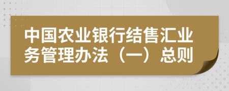 中国农业银行结售汇业务管理办法（一）总则