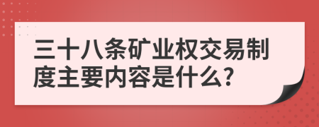 三十八条矿业权交易制度主要内容是什么?