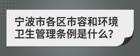 宁波市各区市容和环境卫生管理条例是什么？